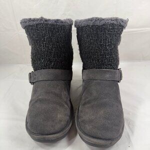 Bearpaw Nova Suede Sheepskin Winter Boot Bootie, Charcoal Gray, Women's 9
